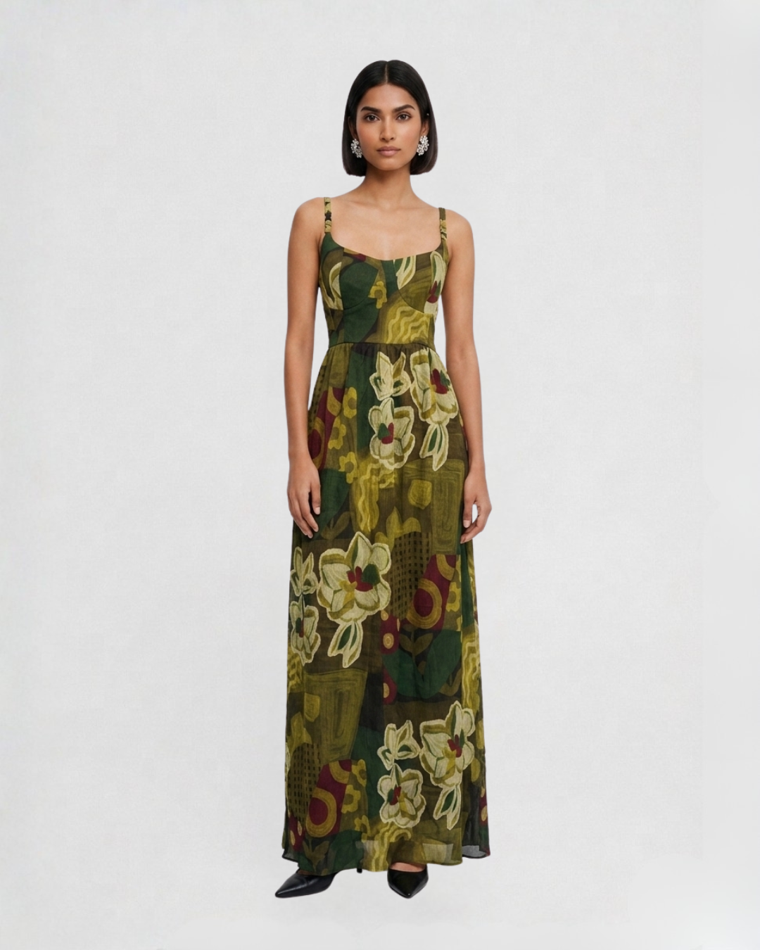Lea Maxi Dress - Green Floral